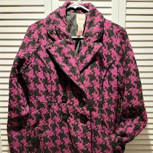 Candie's Houndstooth Pea Coat Size XL